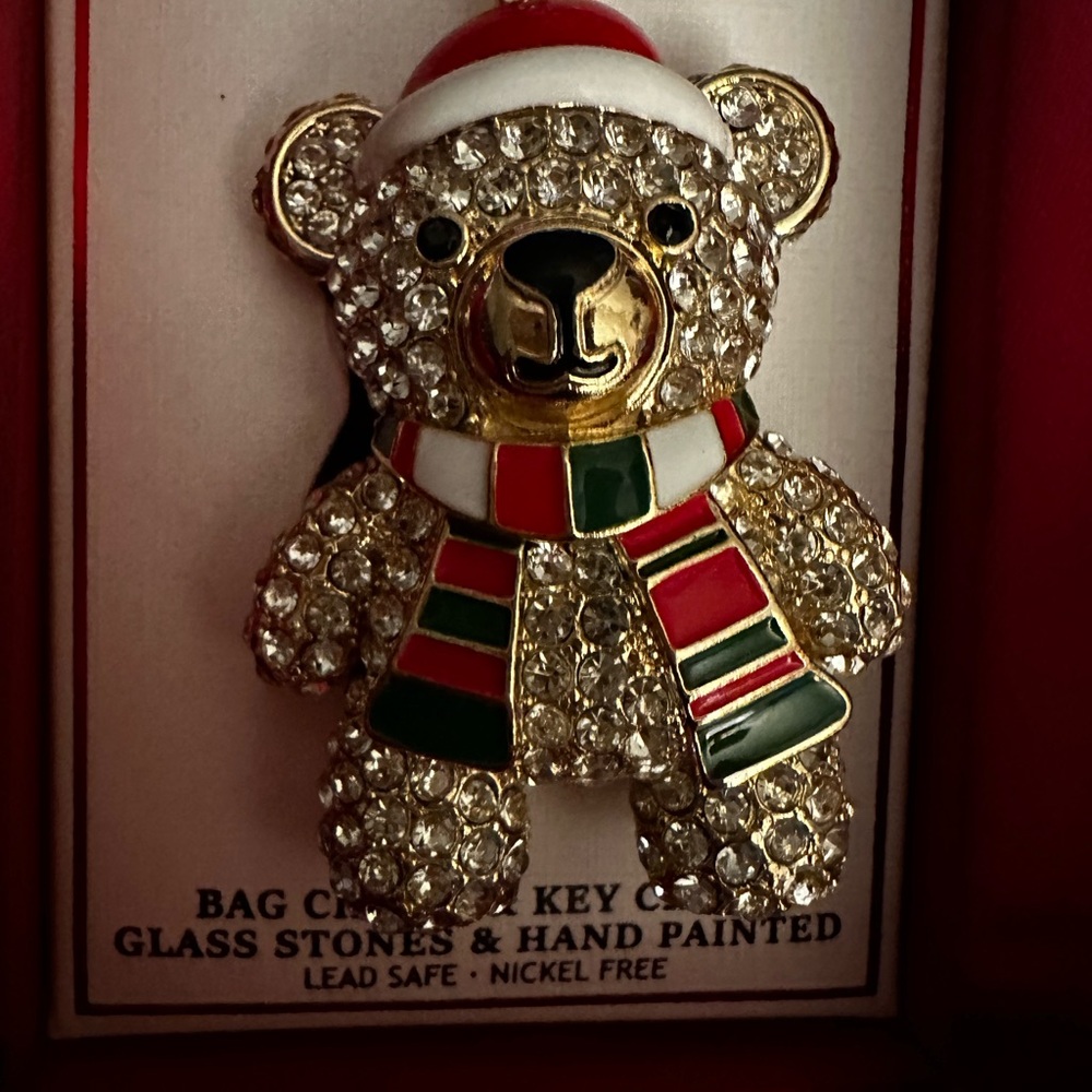 Piper K New Sparkling Bear Keychain with Santa Hat - Picture 2 of 6